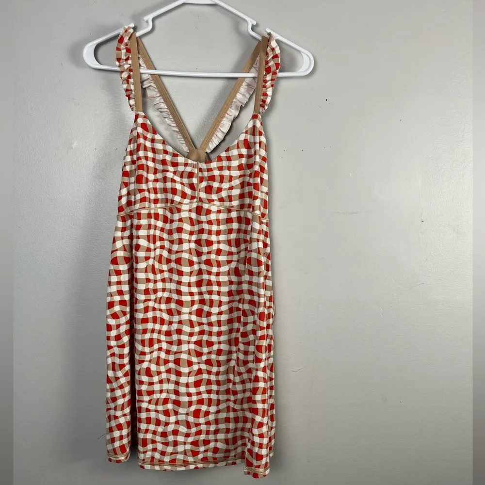 Offline by  tennis mini dress red/cream/white ruffle straps size large - Image 5