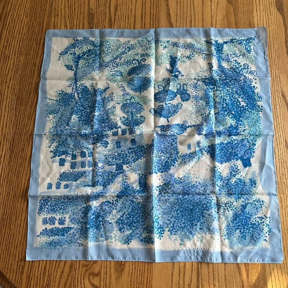 Vintage Square Scarf Blue Color Rare Design Rare Find - Image 6