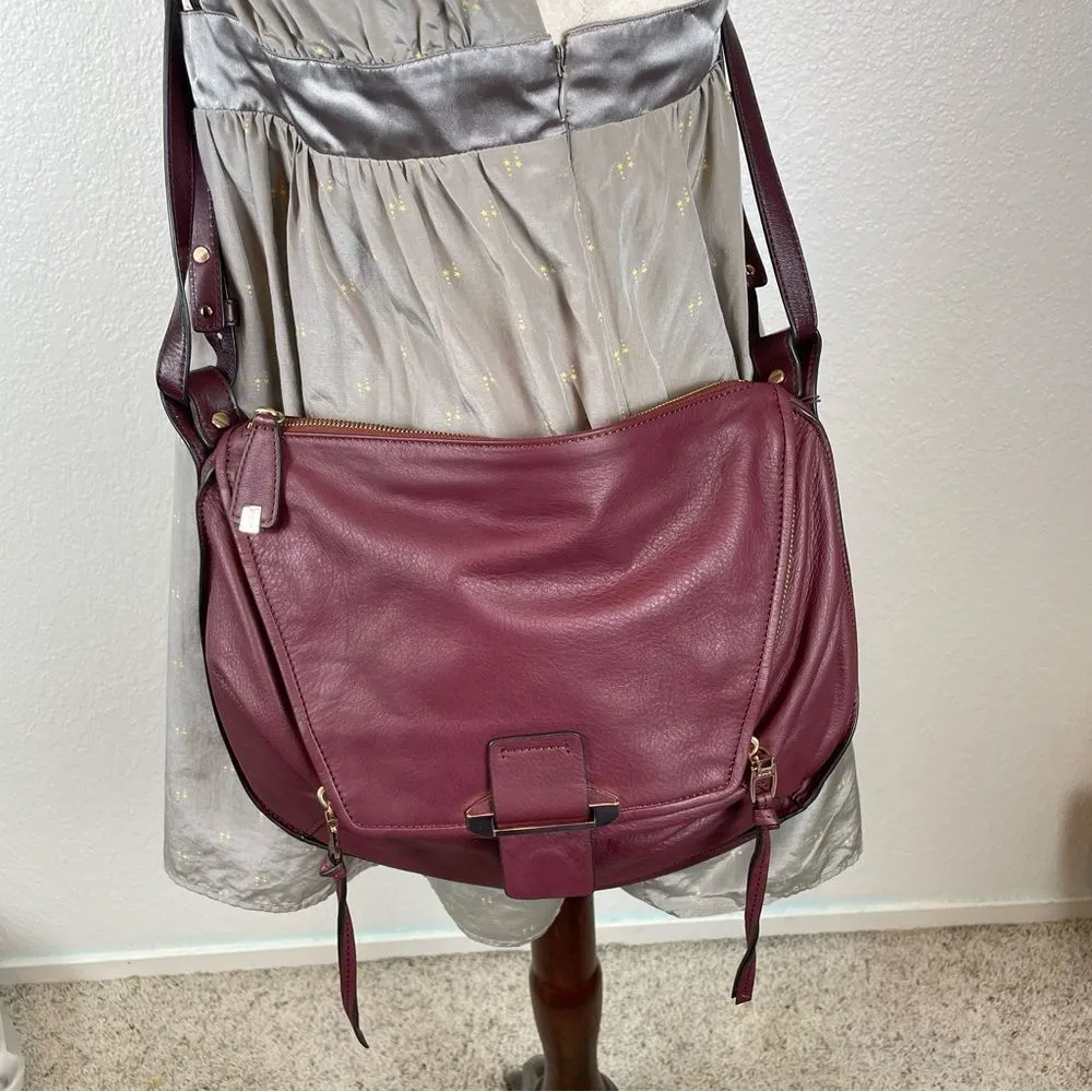 Kooba Leroy hobo crossbody handbag wildberry burgundy red NEW - Image 5