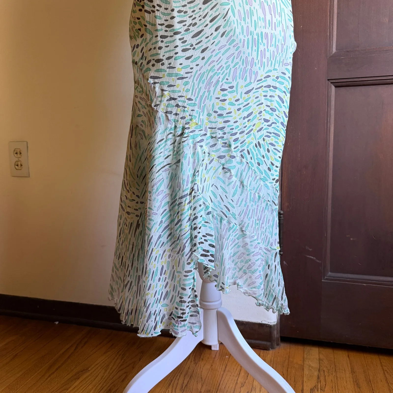 Y2K Vintage TO THE MAX | Teal Silk Bias Cut Midi Cocktail Dress | Size 10 Green - Image 2