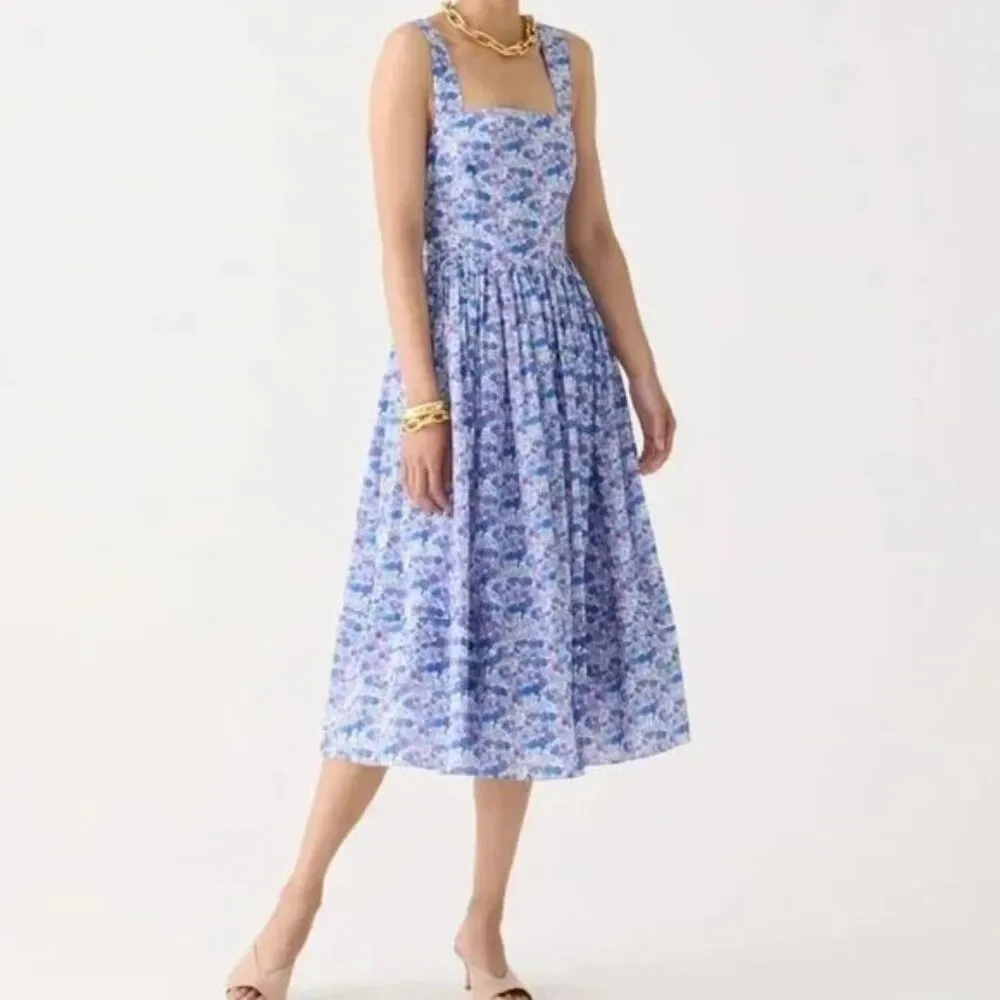 NWT J.Crew New Apron Dress in Hampton Purple Liberty Arrow Floral Fabric 12 - Image 7
