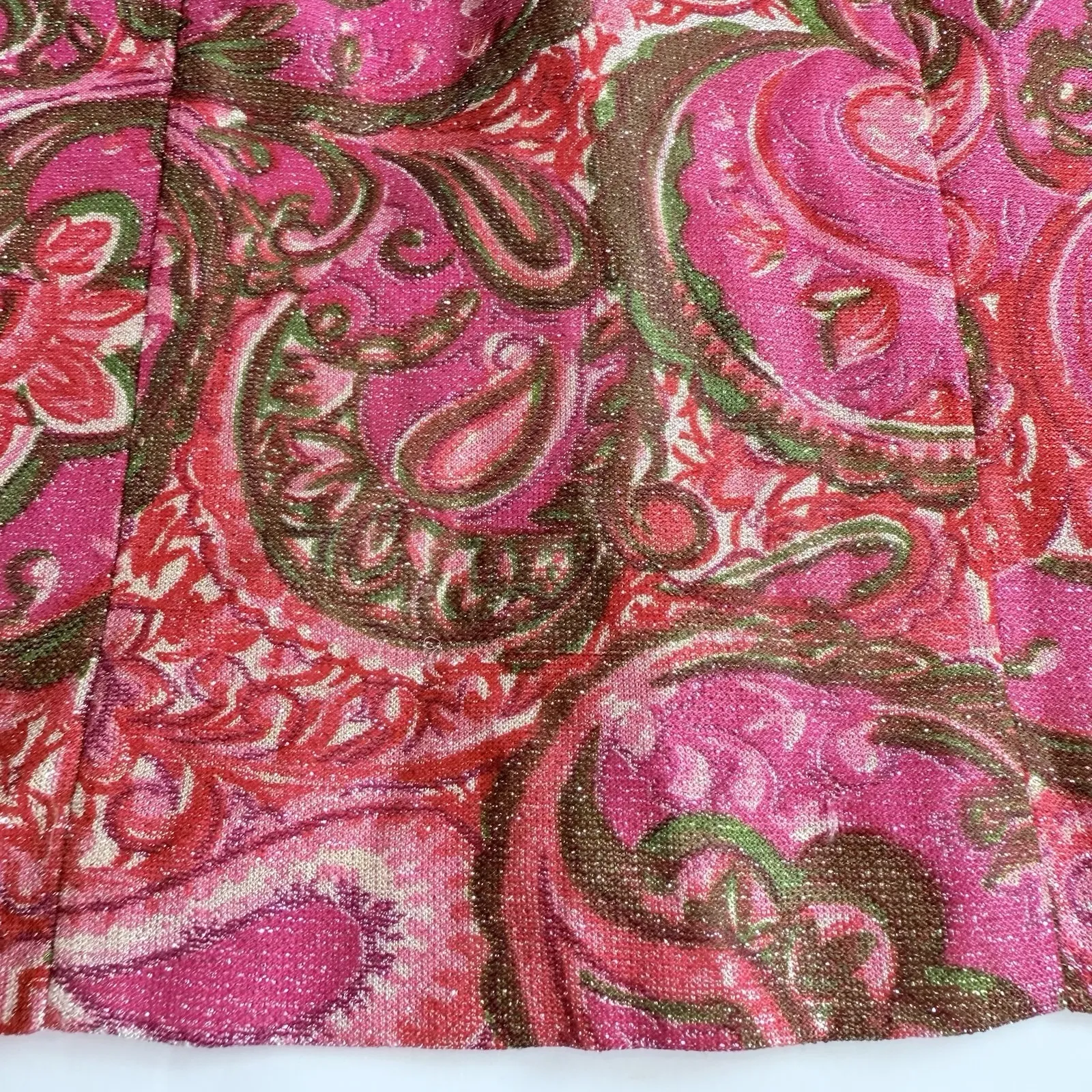Vtg Mod‎ 50s 60s Top Women S M Pink Red Metallic Paisley Sleeveless Party Retro - Image 5