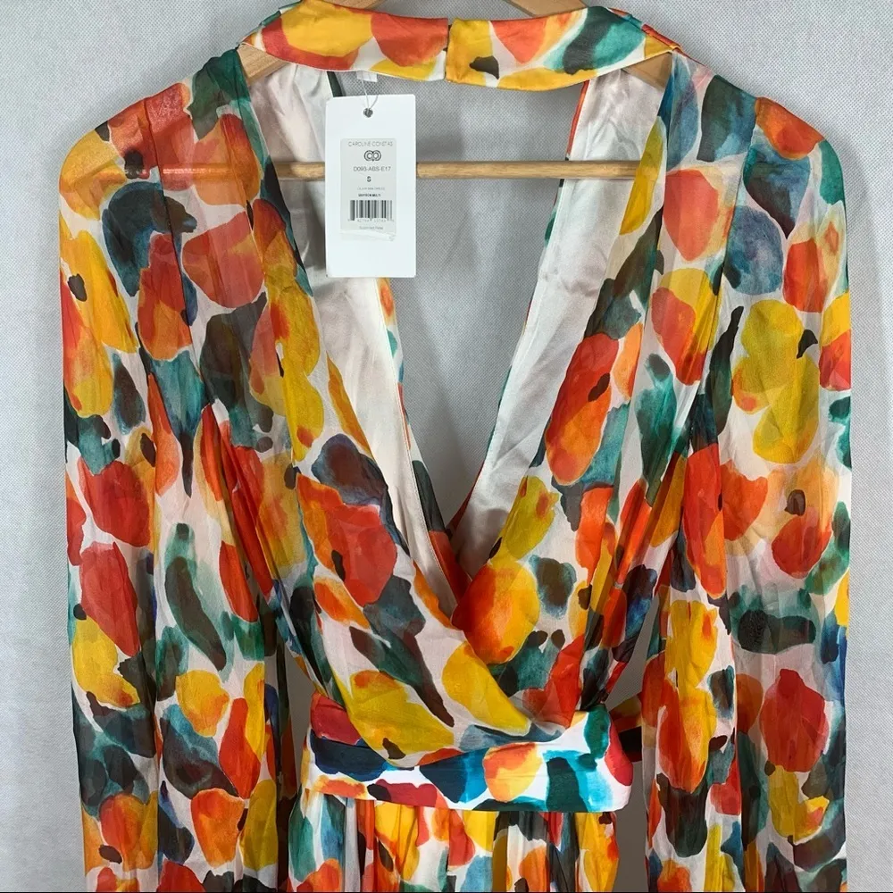 Caroline Constas Olivia Silk wrap style dress in Saffron - Image 5