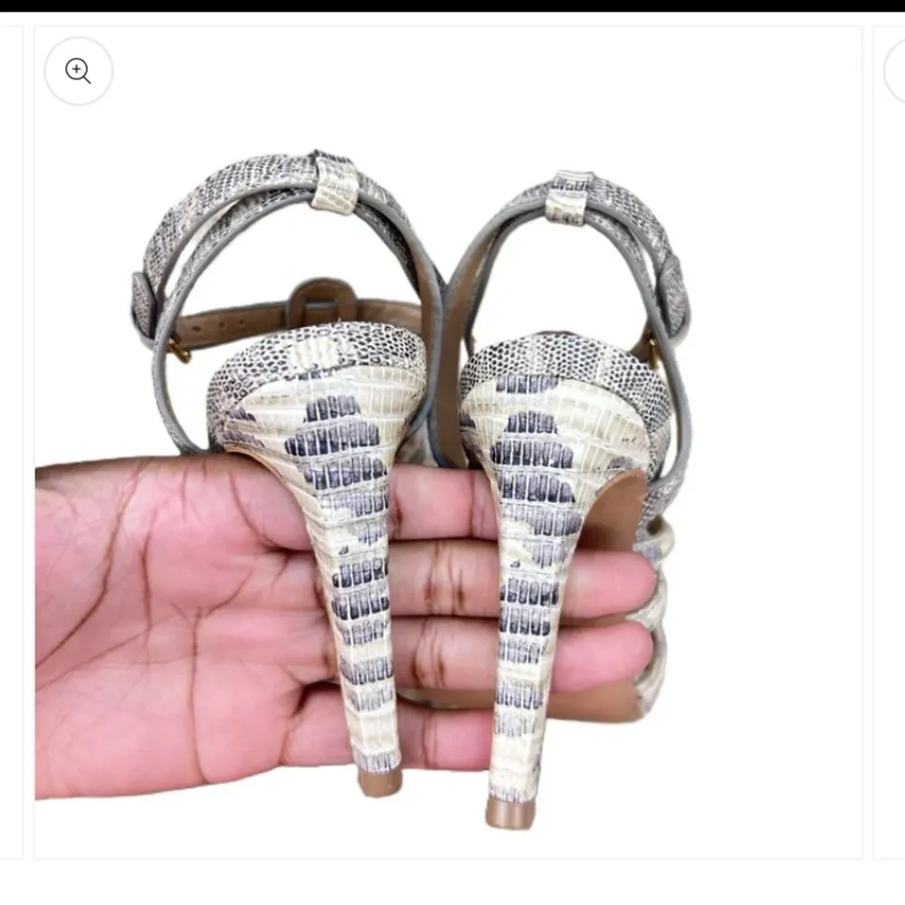 Tory Burch Charlene Lizard Print Snakeskin Sandal Heel 6 fall open toe formal - Image 10