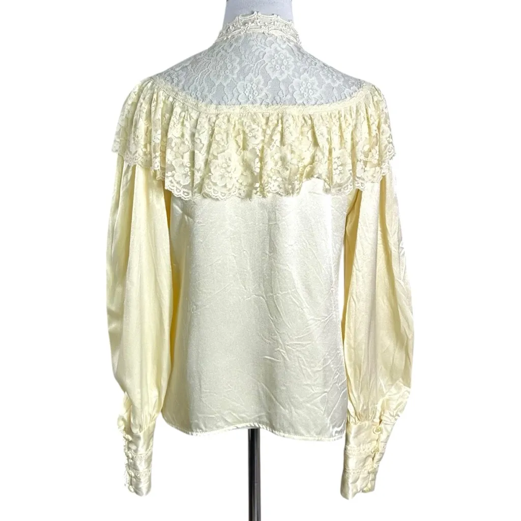 Vintage 70s Gunne Sax Ethereal Dainty Edwardian Prairie Lace Blouse Size Medium - Image 2