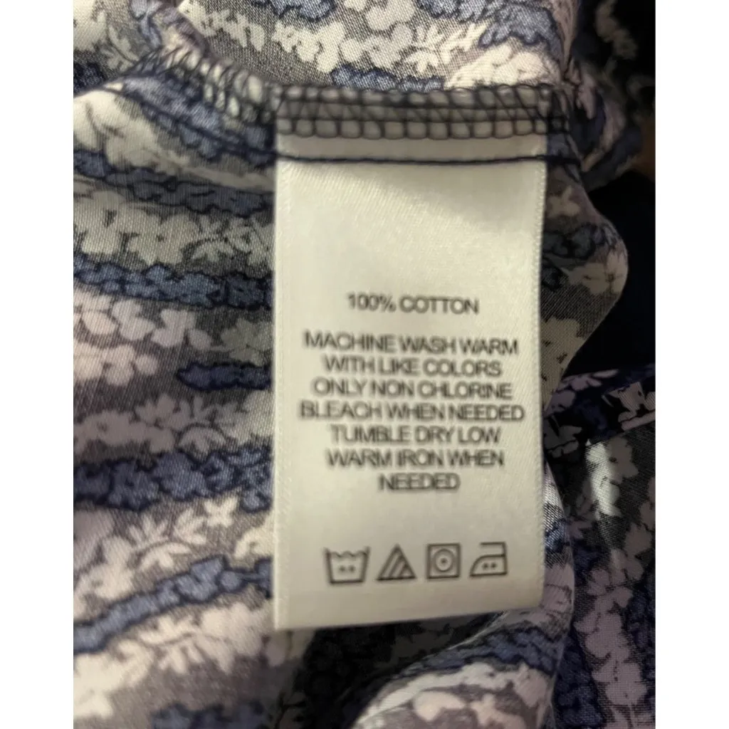 Foxcroft No-Iron Shirt Women's 14 Blue Black White Print Long Sleeve Used - Image 8