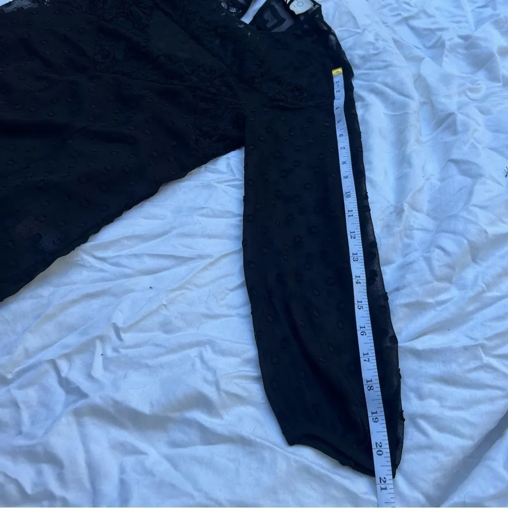 ANTHROPOLOGIE HD in Paris Black Long Sleeve Lace Sheer Slip Cami Blouse Size 2 - Image 13