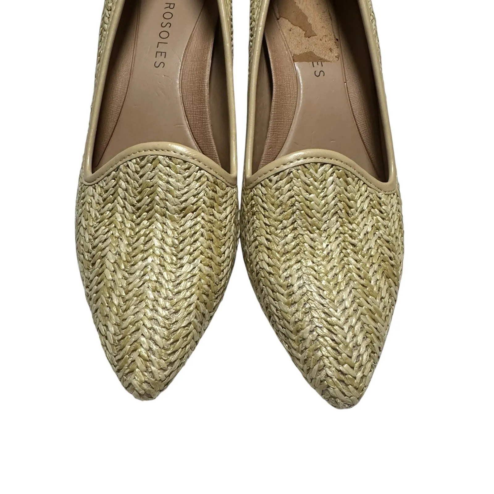 Aerosoles Women's Raffia Woven Kitten Heel Pumps Pointed Toe Natural Beige 8M - Image 4