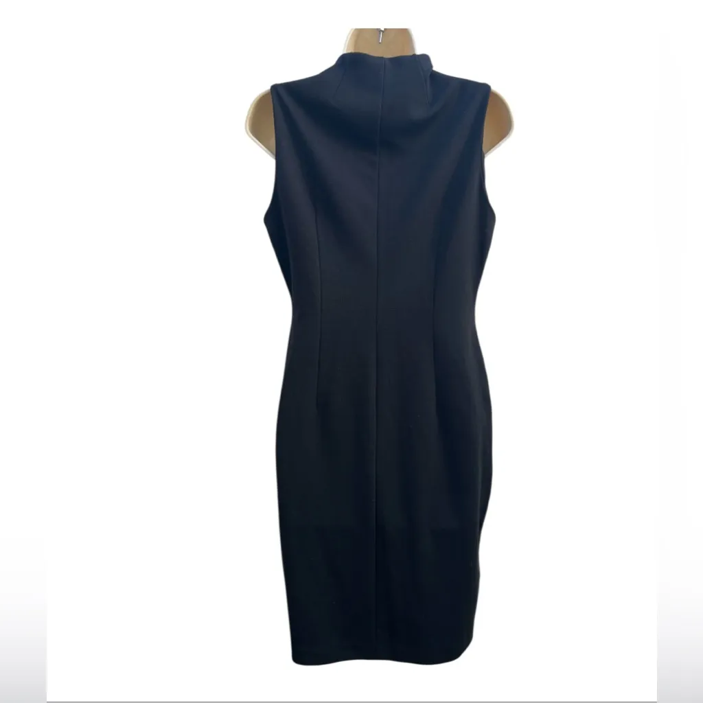 Calvin Klein Women's Size 8 Black Gold Double Zippers Design‎ Sheath Dress Work - Image 3