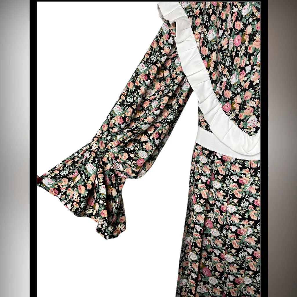 NEW Sister Jane Niece Oversized Ruffled Collar Floral Pleated Midi Dress Size S - Image 5