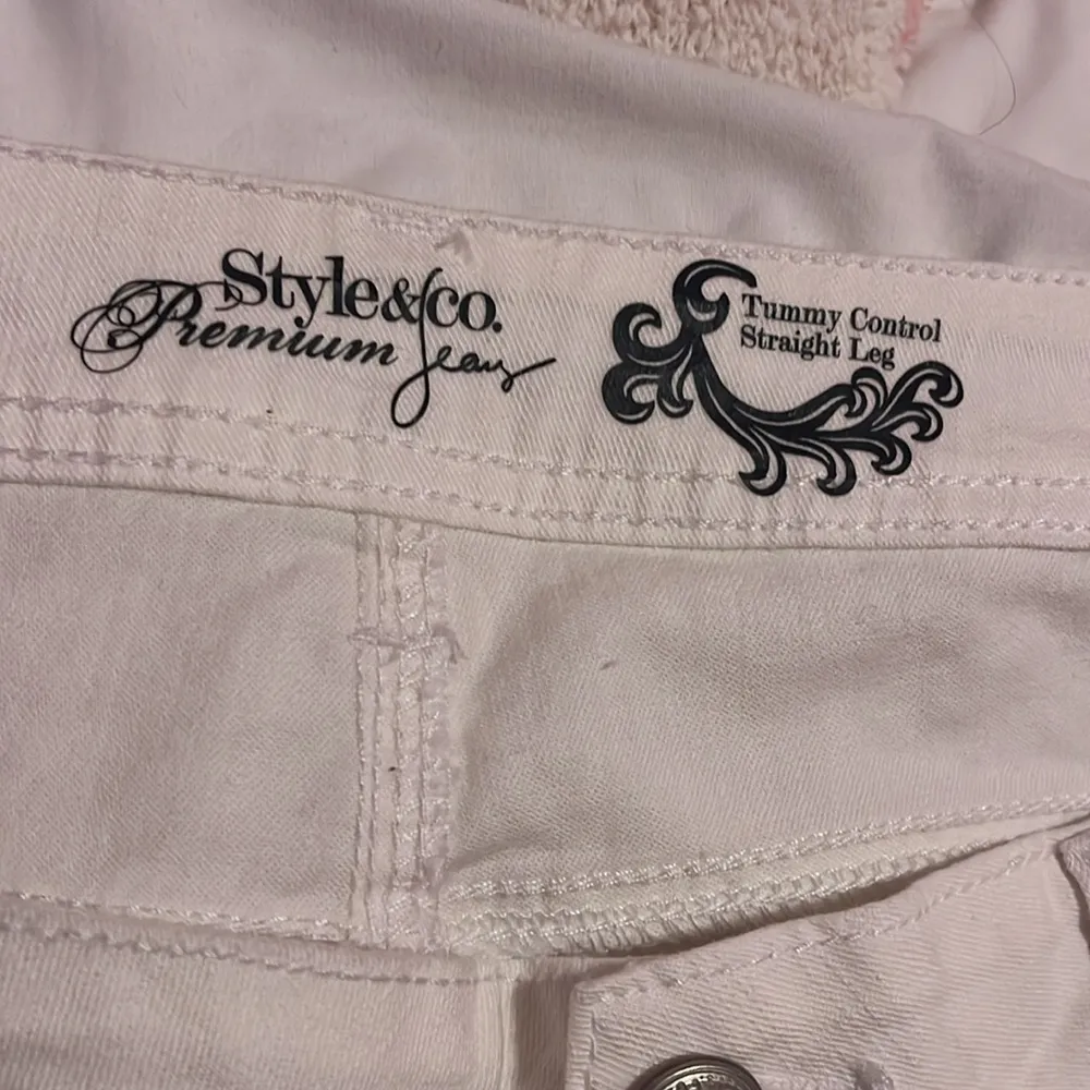 White tummy control straight leg jeans Size 14 - Image 7