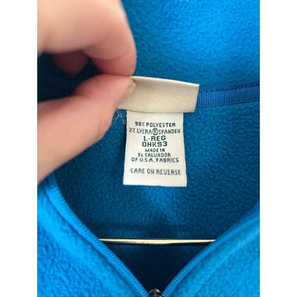 L.L. Bean Womens Pullover Large Regular Quarter Zip Mock Neck Cobalt Blue Fleece - Image 2