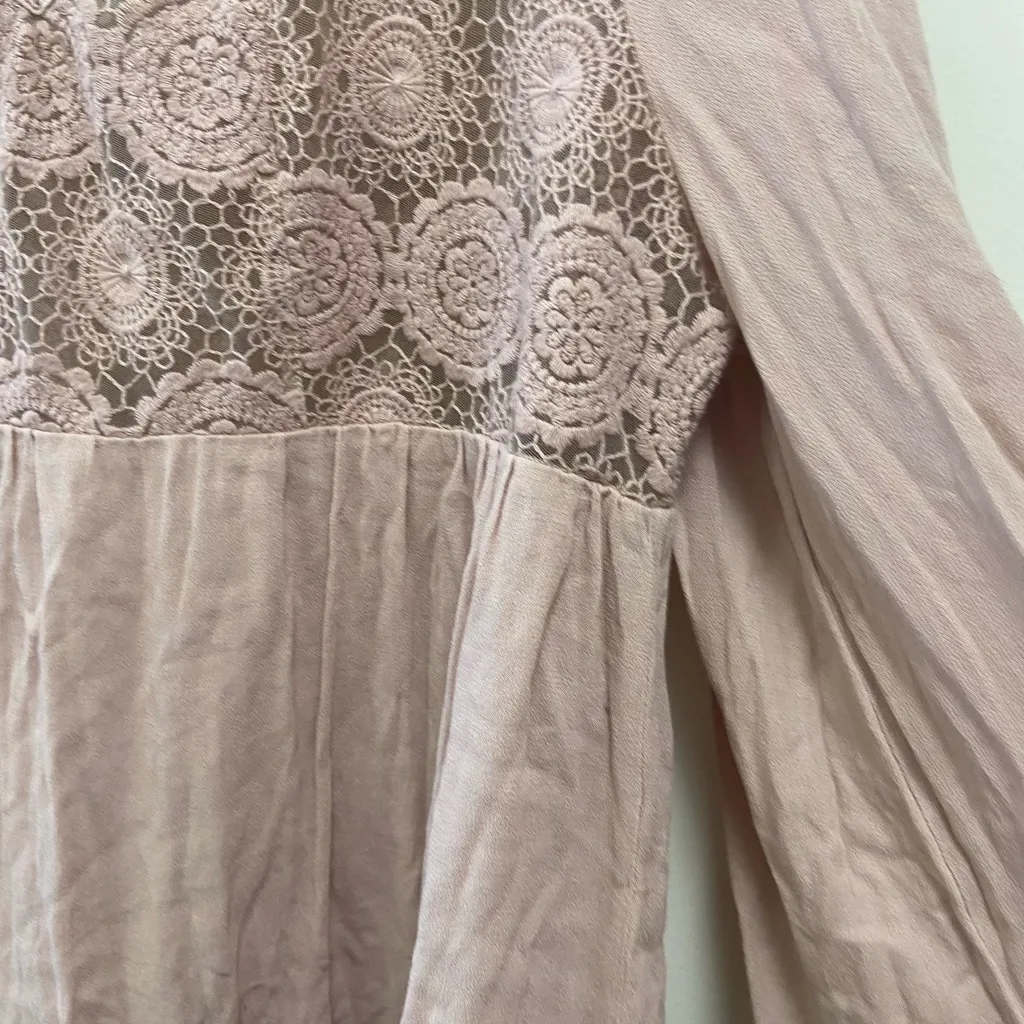 Knox Rose Med blush pink blouse crochet Women's Top $42 - Image 5