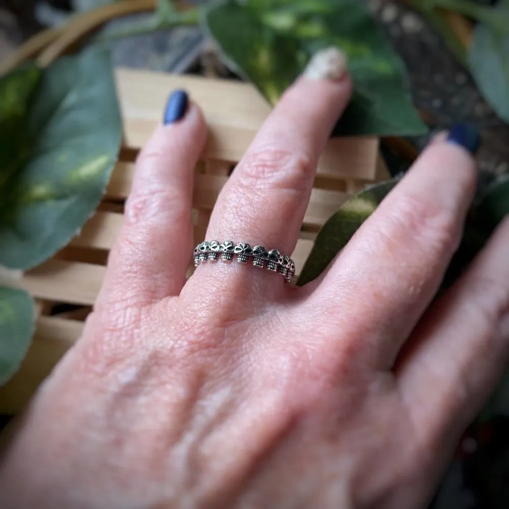 Sterling Silver Multi Skulls Band Ring Sizes 8 Silver - Image 3