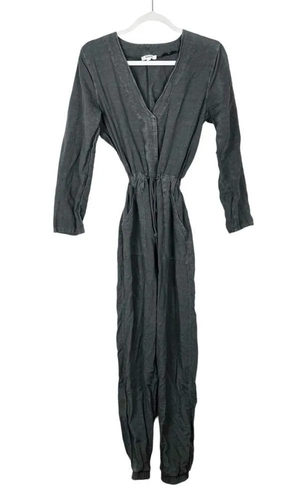 Splendid Montelena Jumpsuit Long Sleeve Gray Linen Blend Size Small - Image 2