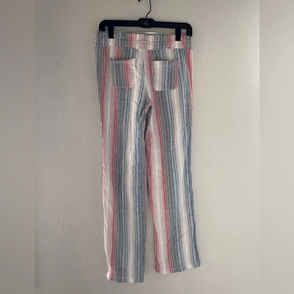 Cali 1850 Printed Linen Pull On Pants - Multi Stripe, size Small - Image 2