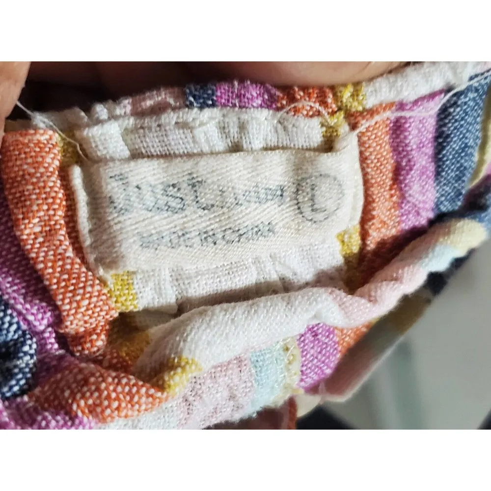 Just Living Multicolor Striped Linen & Cotton Mid Rise Wide Legs Pant Size L - Image 6