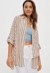 American Eagle Oversized Striped Shirt - Image 4