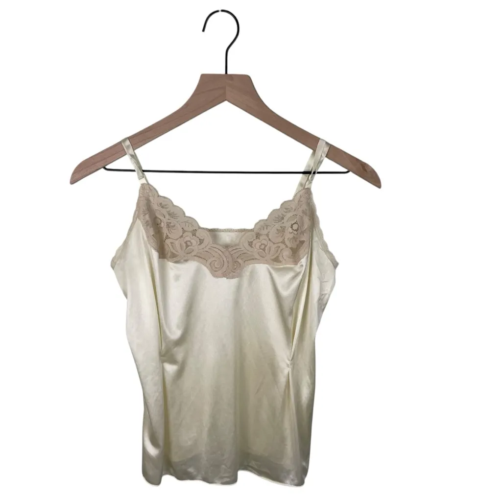 Vintage 90s Vanity Fair Satin Lace Camisole Tank Size 34 Fairycore Made in USA - Image 9