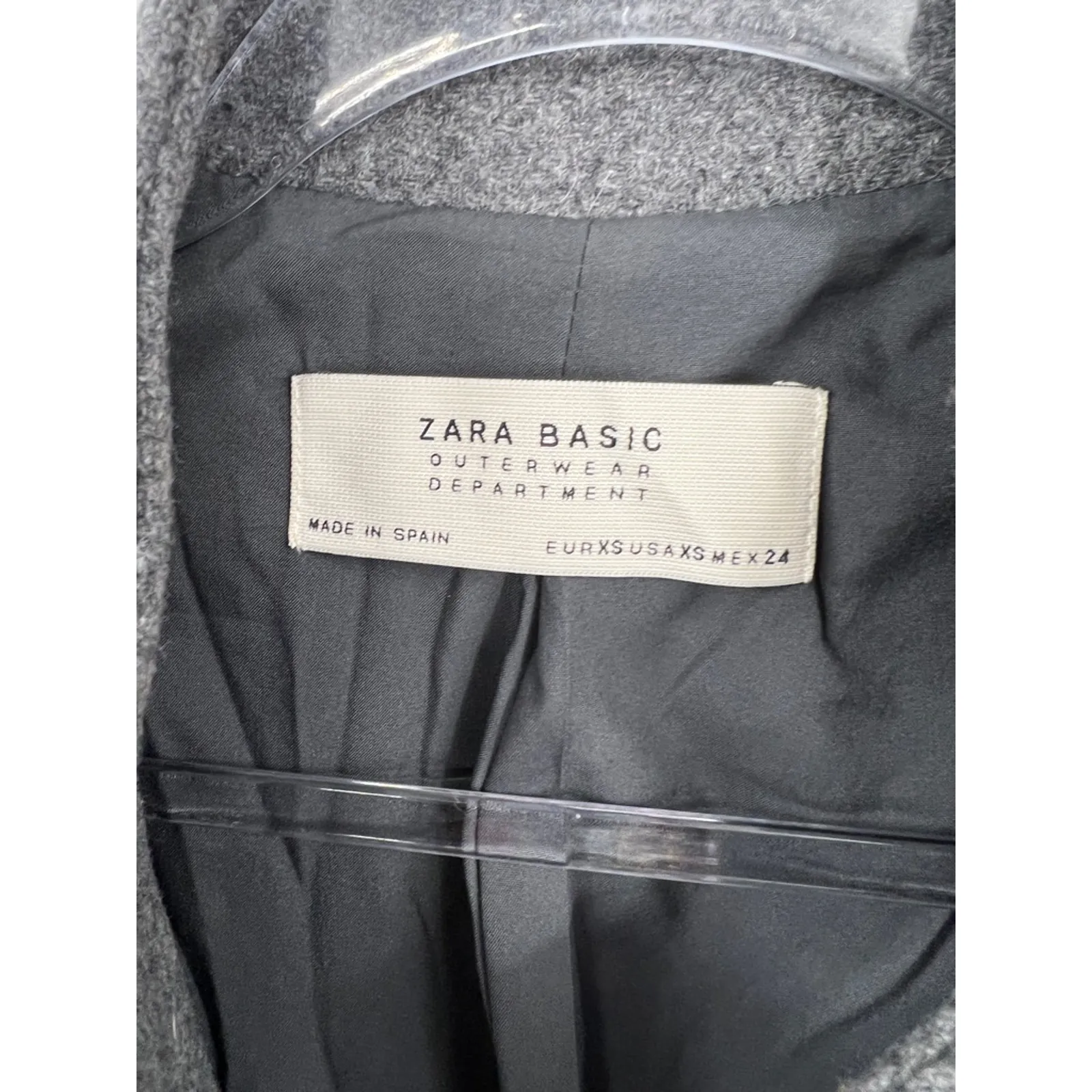 Zara Grey‎ Structured Coat Jacket Grey Size XS Pockets - Image 2