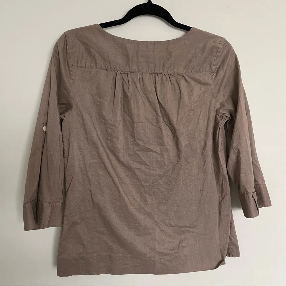 J. Crew linen long sleeve top in taupe
color. Sleeves could be rolled up. Size S - Image 5