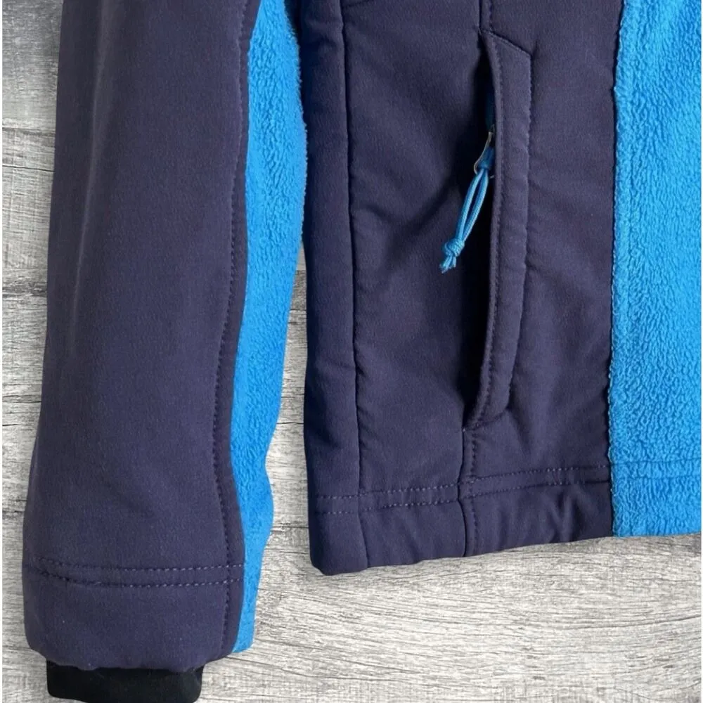 Full Zip Fleece Jacket Womens L Two Tone Blue Stand Collar Pockets - Image 2