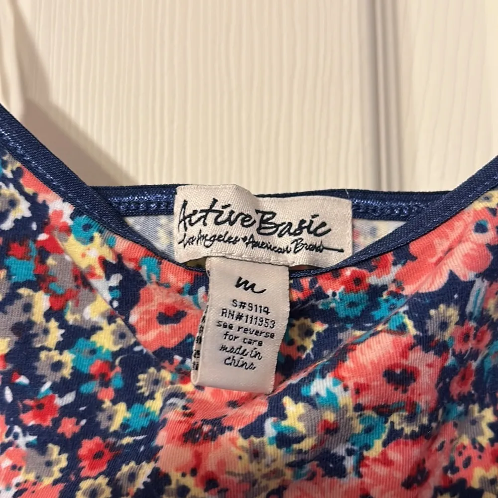 Active Basic Navy Pink Floral Spaghetti Strap Cami Mesium - Image 4