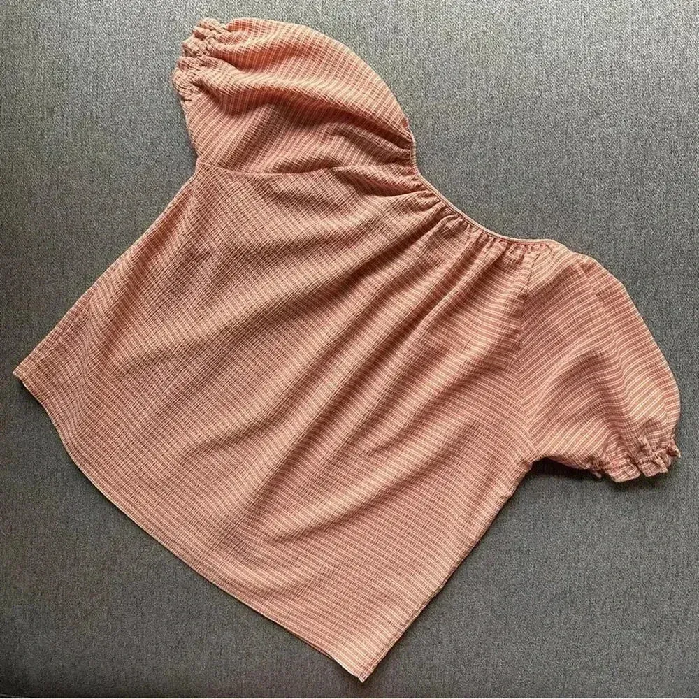 Madewell Texture & Thread Short Sleeve Peasant Blouse Top Small - Image 3