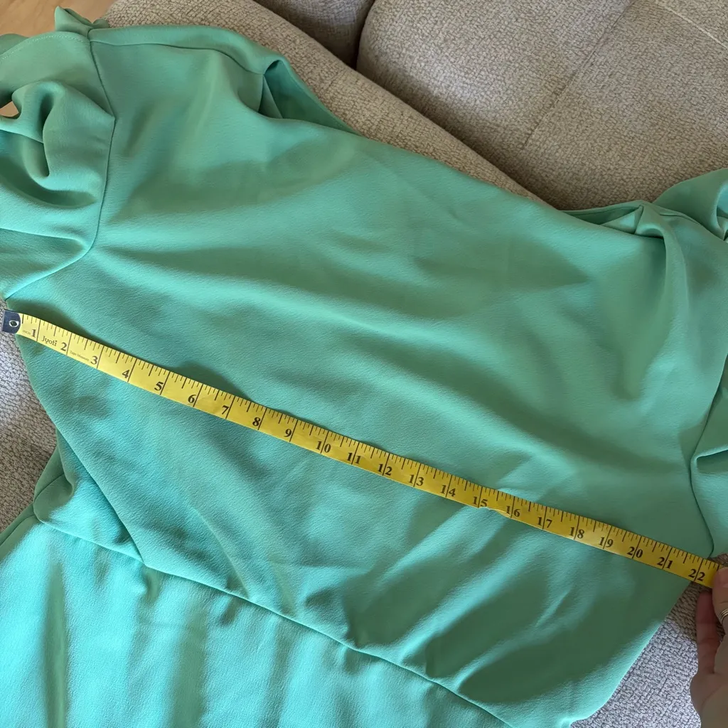 BADGLEY MISCHKA Green‎ Blouson Sheath Dress Drapey Sleeves Cow Neck Size 16 NWOT - Image 10