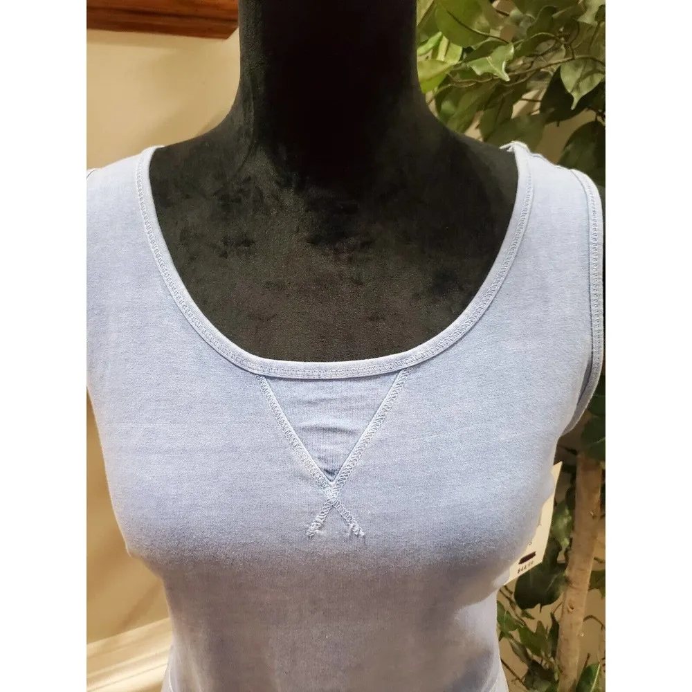 Woolrich Womens Blue 100% Cotton Sleeveless Round Neck Knee Length Dress Small - Image 14