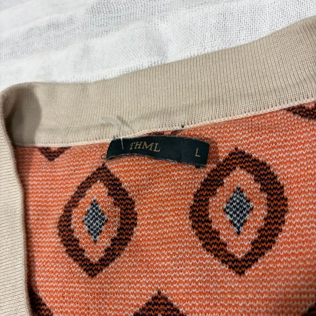 THML Aztec Southwestern Cardigan Boho Style Tunic Length Sz L Quiet Luxury - Image 6