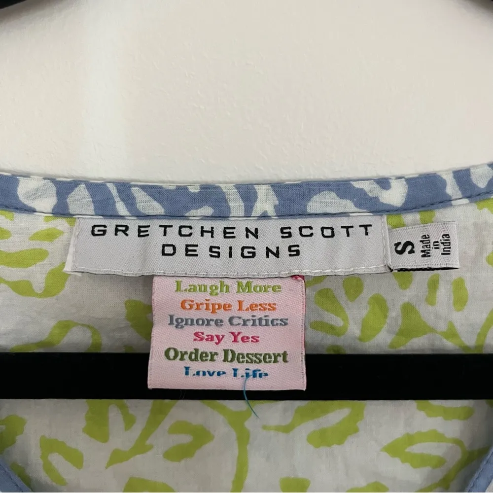 Gretchen Scott Designs Blue Floral V Neck Tunic Top Coverup - Image 5