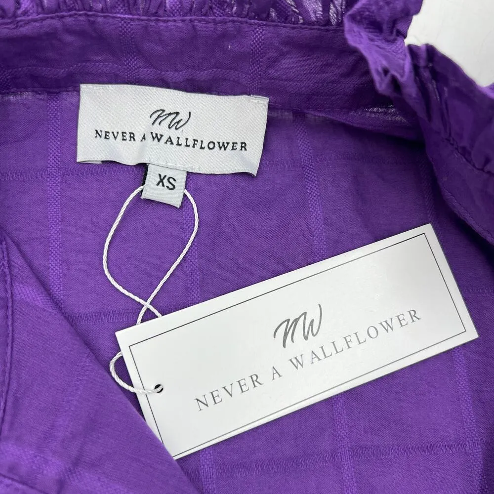 Never A Wallflower High Neck Dress Purple Cotton Poplin Mini Size XS - Image 3