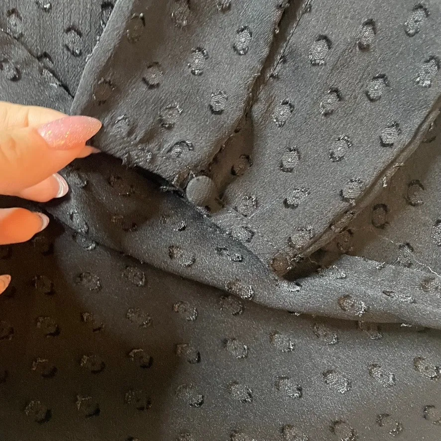 GUESS Sheer Black Longsleeve Wrap Top‎ Polka Dot Small - Image 4