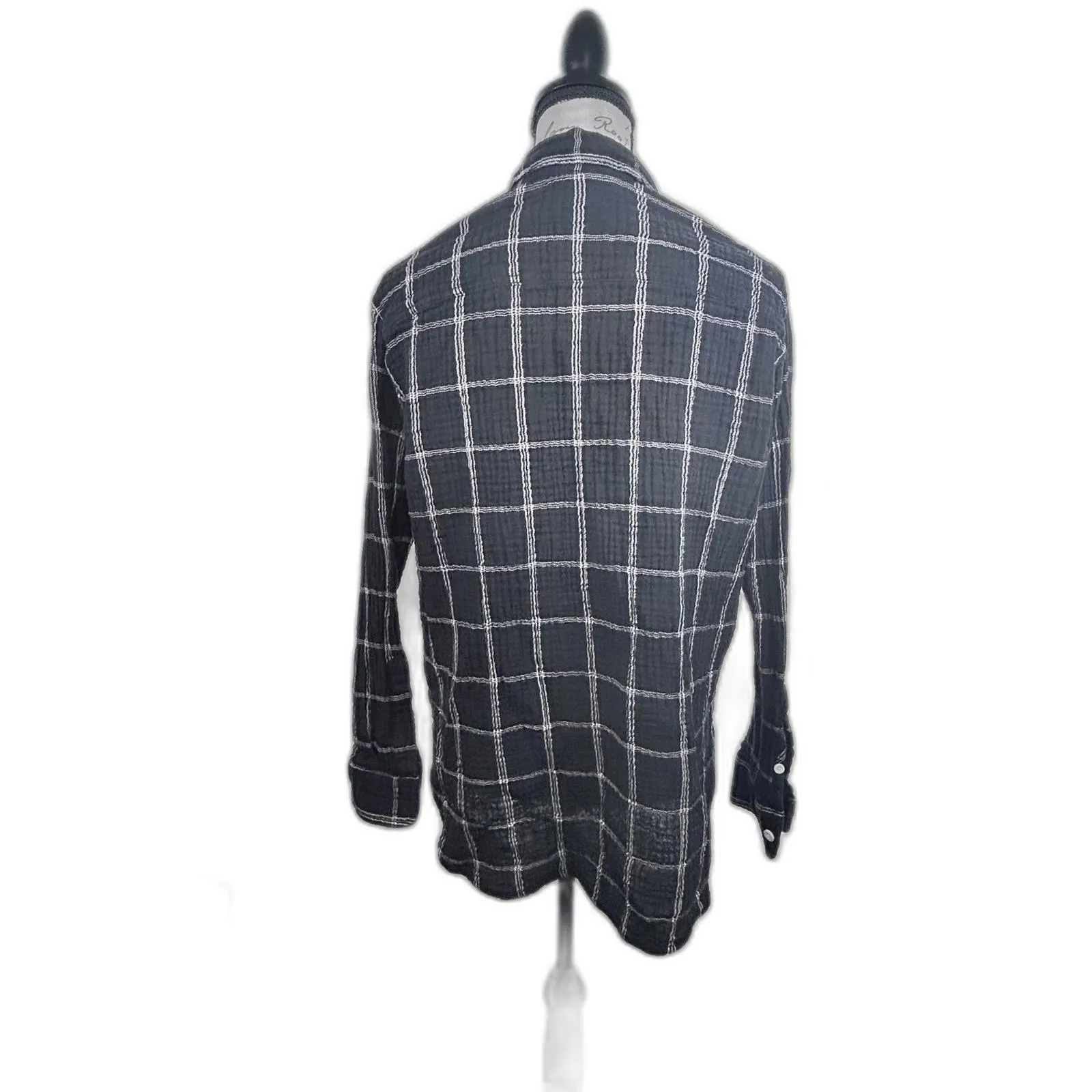 Madewell Lightspun‎ black and white checkered button up shirt Women's size S - Image 4