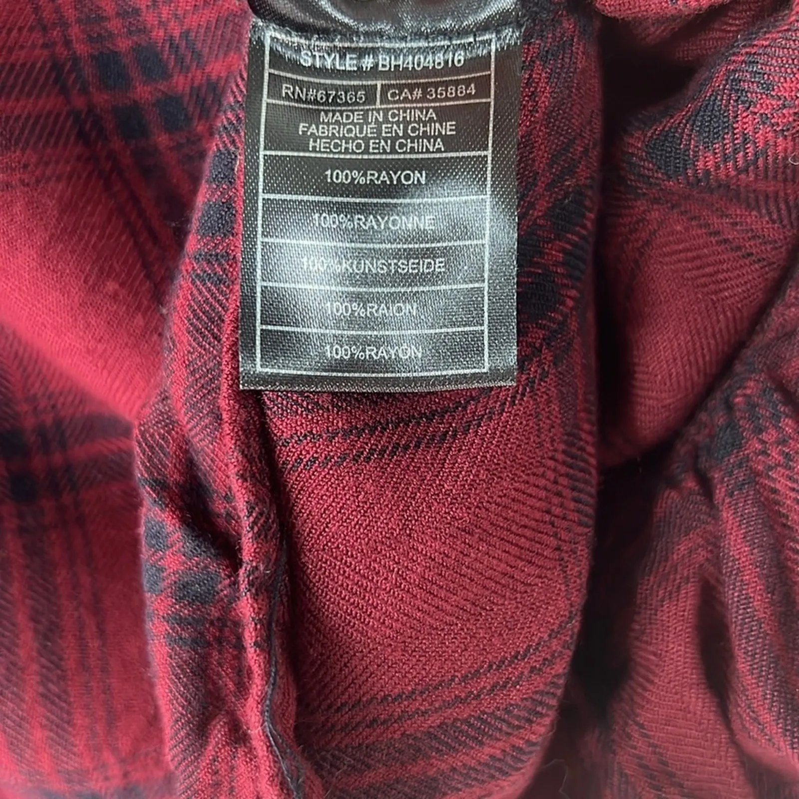 BB Dakota Laurian Off-Shoulder Top in Bordeaux Red Womens M Plaid Country Hippie - Image 7