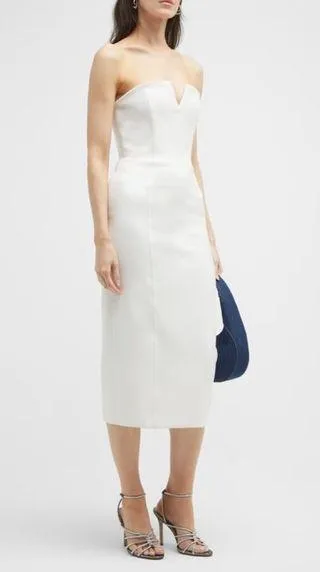 Veronica Beard Nabi WHITE Strapless Midi Dress in White, Size 14 New w/Tag $698 - Image 1