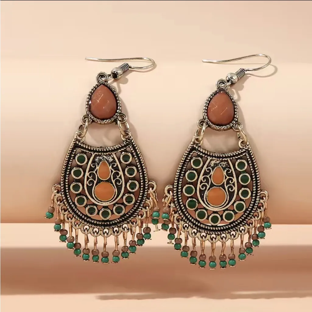 Bohemian Beaded Tassel Drop Dangle Earrings Vintage Style
*Faux‎ Fa - Image 3