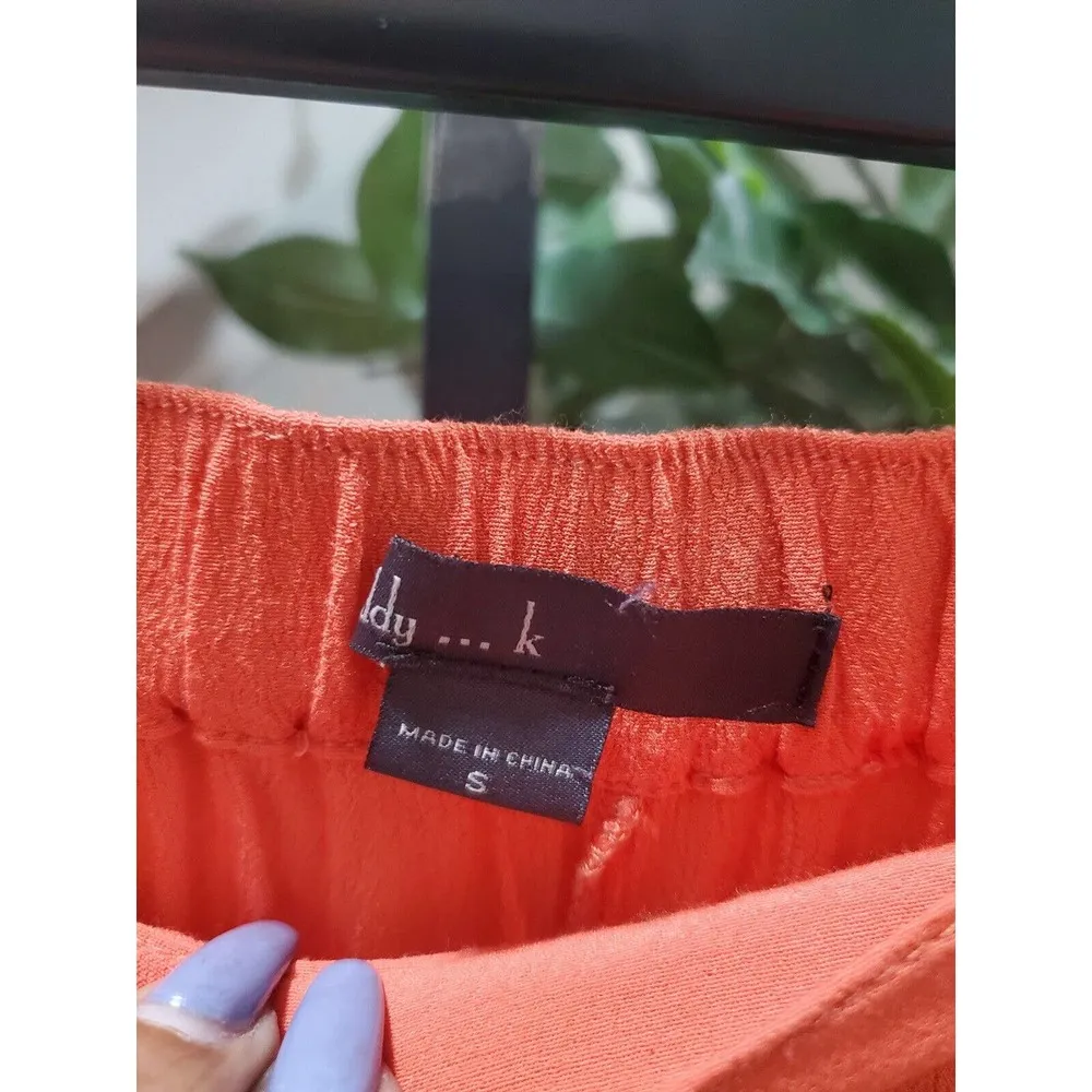 Women's Orange Solid Rayon Side Pockets & Elastic Waist Long Skirt Size Small - Image 6