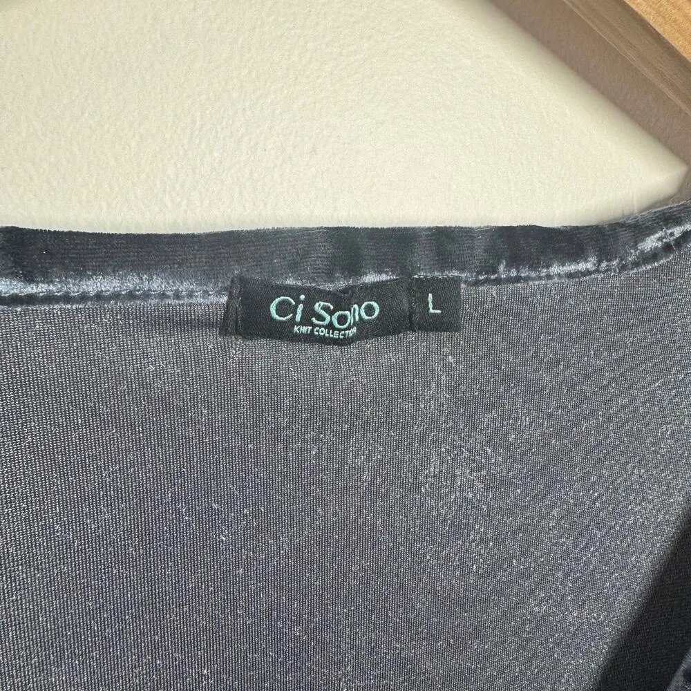 Women Size L Velvet Bodysuit Blue Babydoll 3/4 Sleeve Y2K Dark Romantic Witchy - Image 6