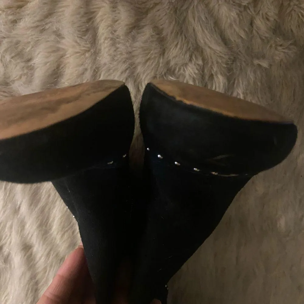 Vince Camuto VP Carlene Black Embellished Leather Suede Over The Knee Boots EUC - Image 9