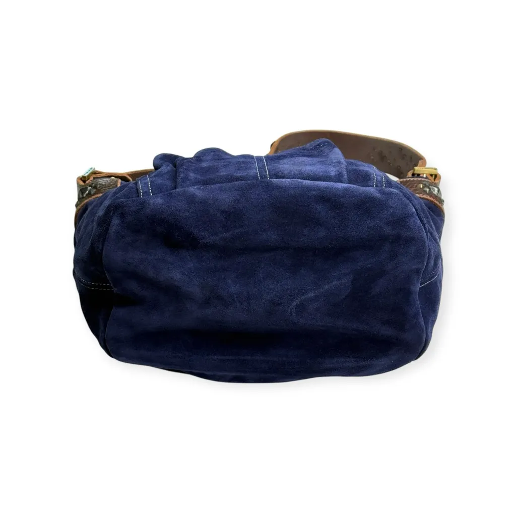 Limited Edition: Tylie ᪣ Y2K Utility Suede Hobo Bag ᪣ Pyramid Stud Strap ᪣ Blue - Image 8