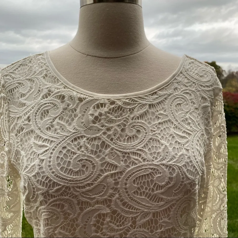 Adrianna Papell Ivory Knit Lace Blouse - Image 10
