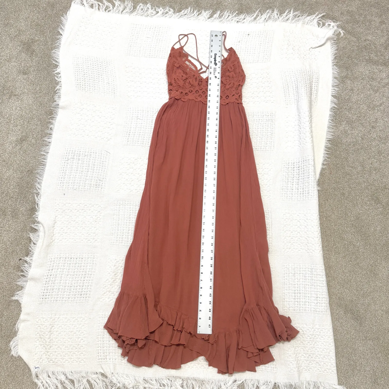 Free People One medium Adella crochet lace maxi slip dress D2 3101 - Image 8