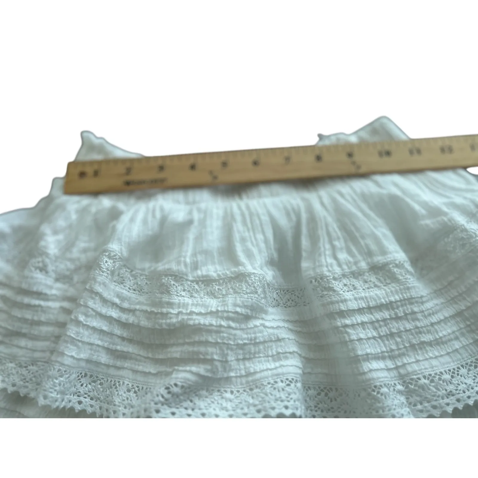 Aerie White Lace Tiered Ruffle Mini Skirt S M - Image 4