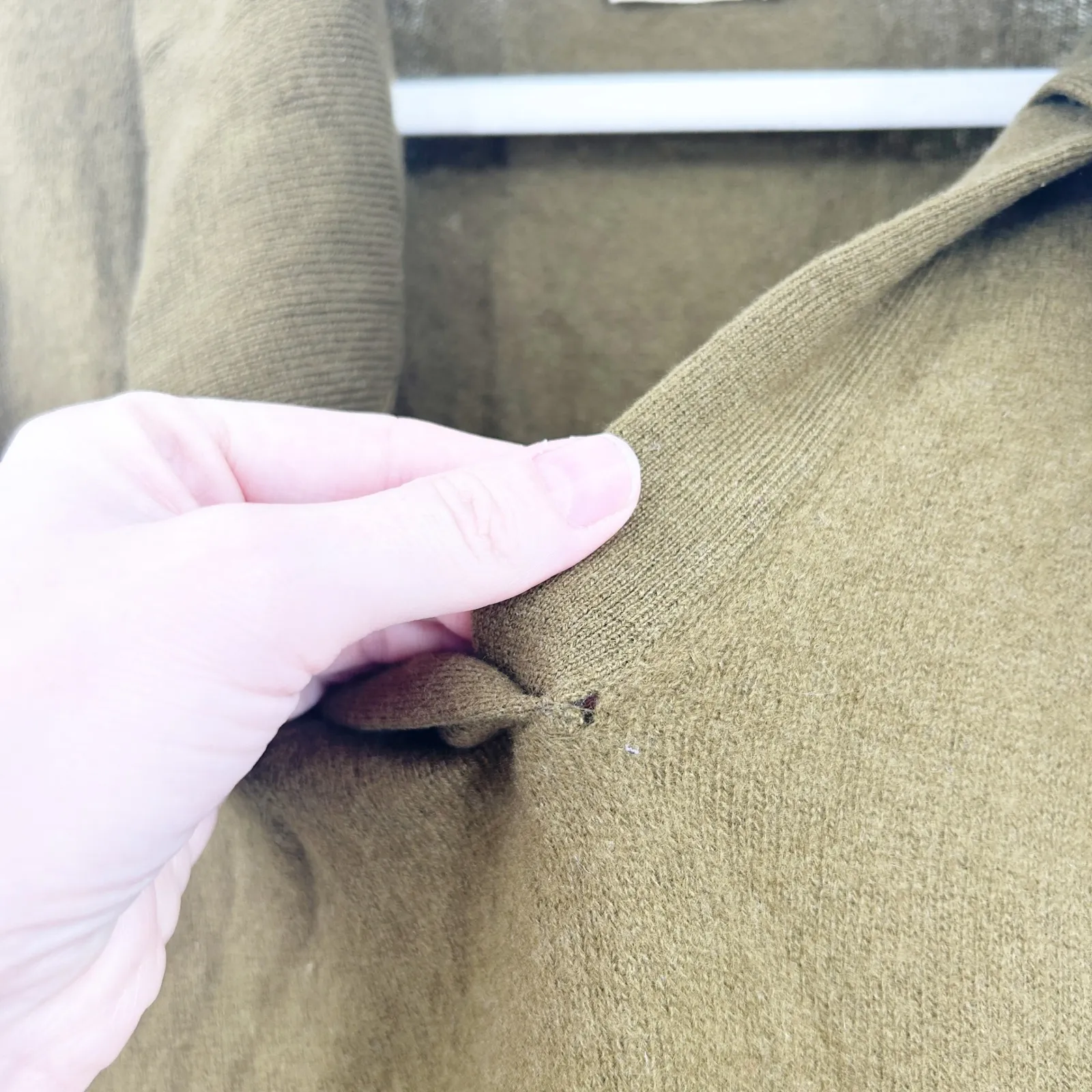 KHAITE‎ Womens Olive Green Elsia Cashmere Knit Open Collar Oversized Sweater M Size M - Image 6