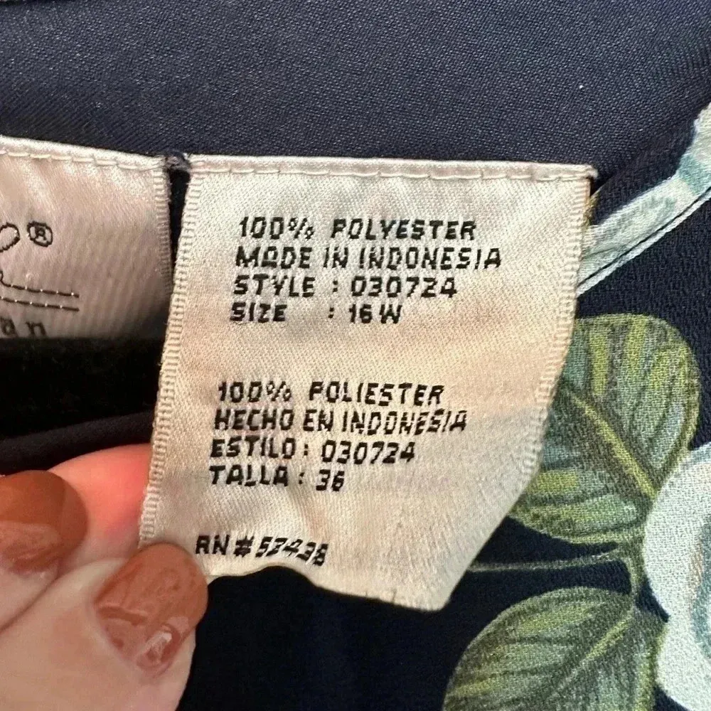 Vintage Kathie Lee | Navy Garden Floral Slip On Midi Dress Plus Size 16W - Image 7