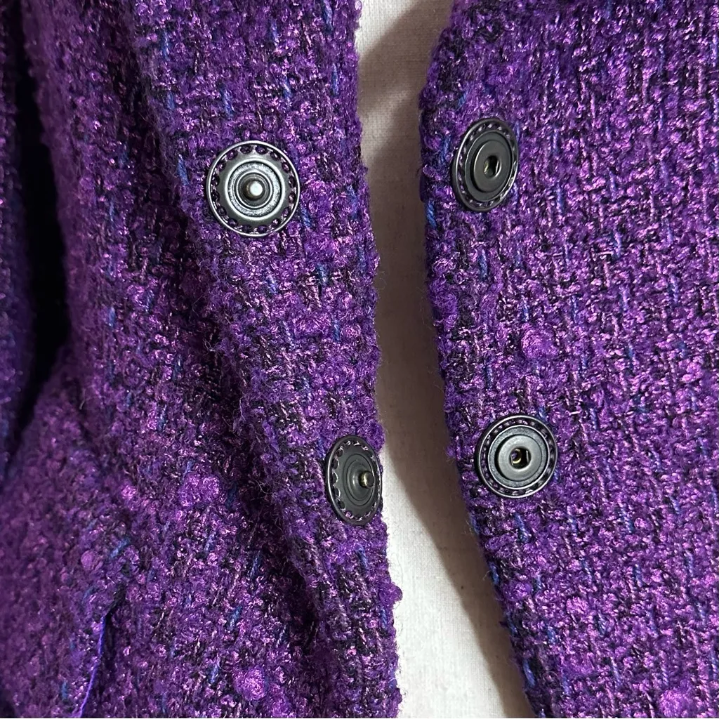 NWOT Donna Karan Cashmere Wool Blend Purple Nubby Tweed Blazer, Size 8 - Image 11