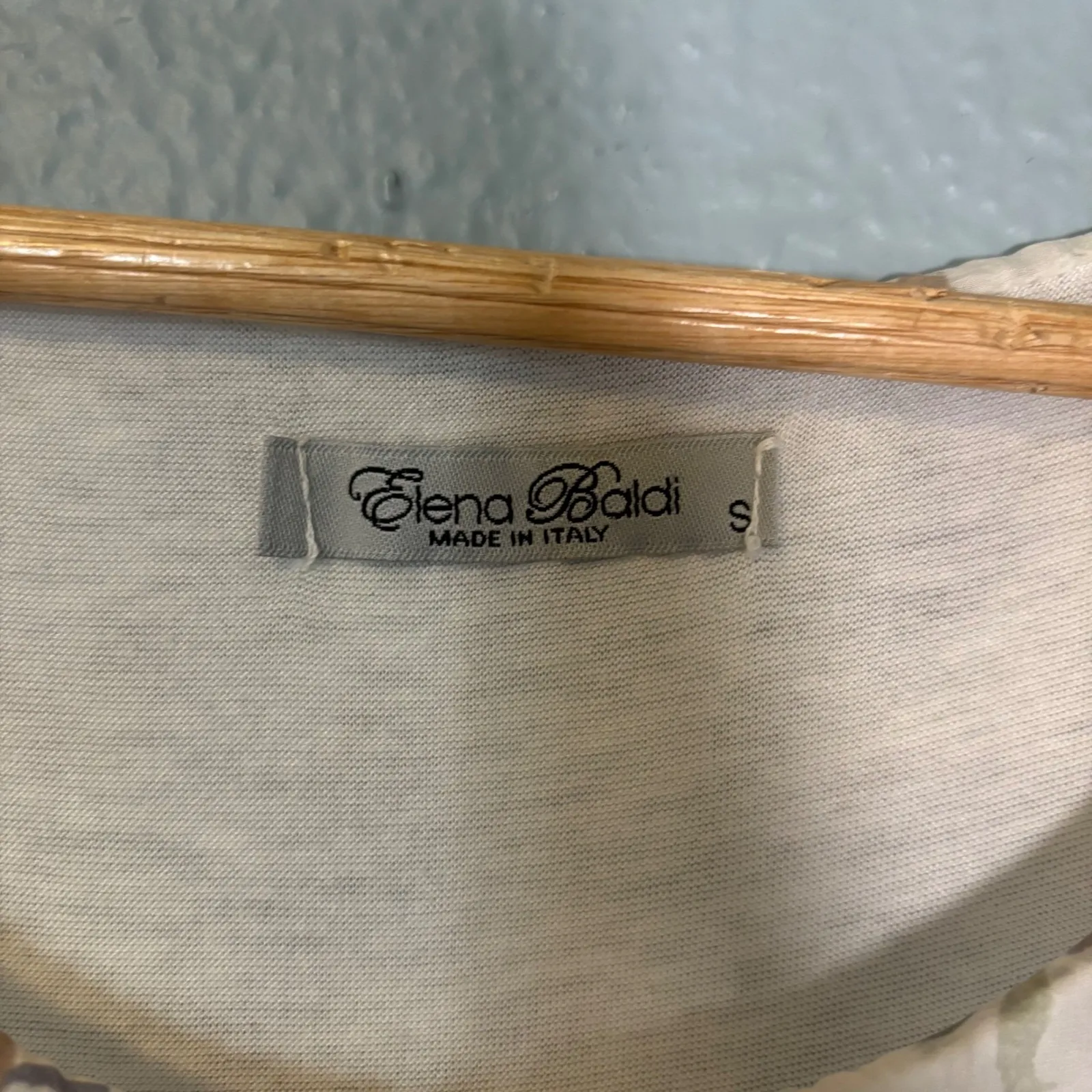 Elena Baldi Floral Silk Sleeveless Top Made in Italy‎ Beige Purple Women's Small Tan - Image 3