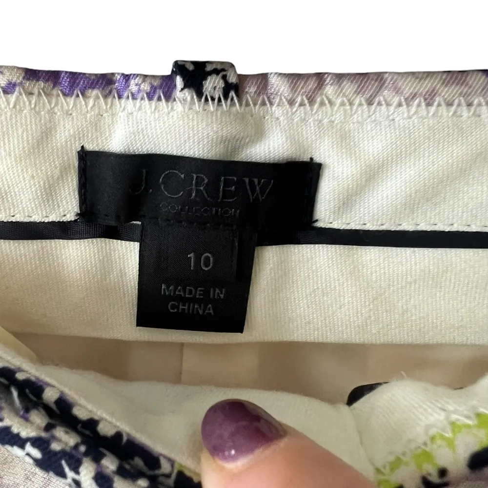 J. CREW Patterned Straight Leg Cropped Pants Sz 10 - Image 5